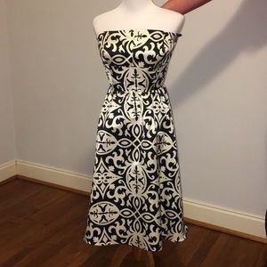 Strapless black and cream dress